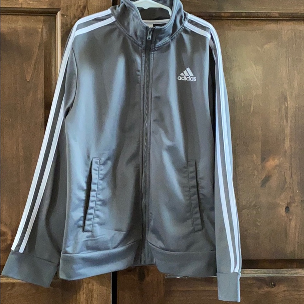 Adidas track jacket, gray, boys, M (10/12)